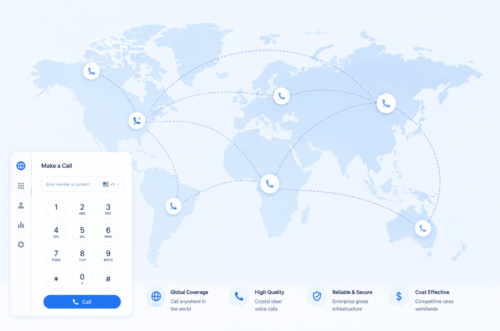 World map of Intercalling calling coverage